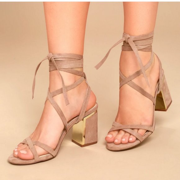 Lulus Shoes - New Lulus Ailsa Mauve Suede Lace-Up Heels 8